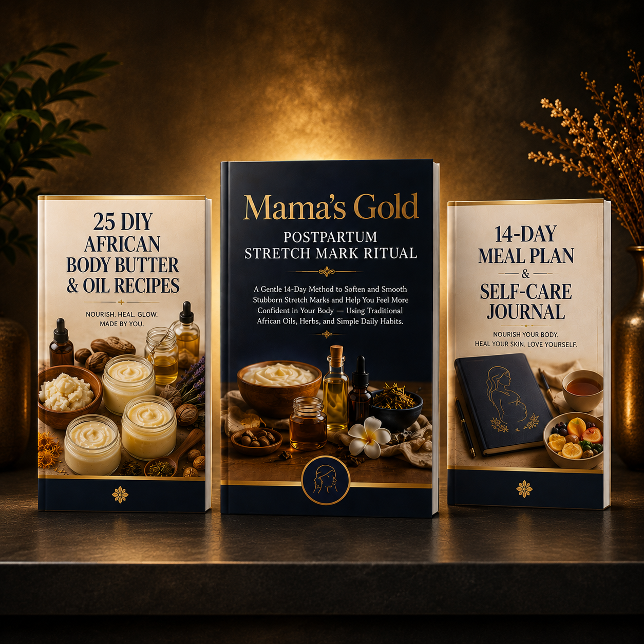 Mama's Gold Postpartum Stretch Mark Ritual guide and bonuses